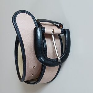 MaxMara Nude and Black Leather Belt